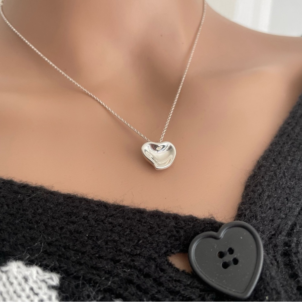 ⭐️COA⭐️TIFFANY & Co Silver 925 Elsa Peretti full Heart Necklace W/Box💯Authentic - Picture 1 of 7